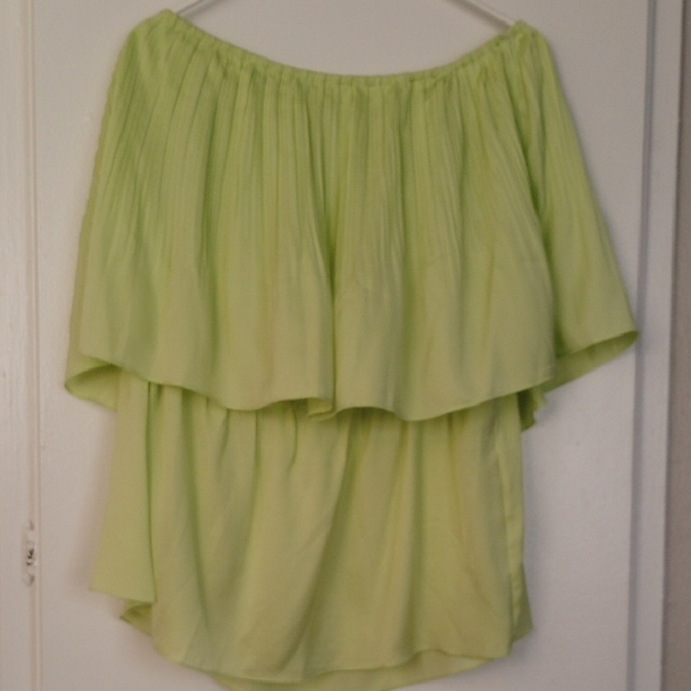 Green Ruffled Tiered Blouse